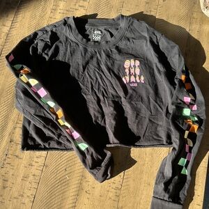 Vans Black Long Sleeve crop Tee with Multicolor Graphics